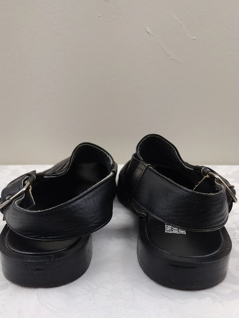 Original English Boot House Peshawari Chappel Black Leather Buckled Sandal Shoe